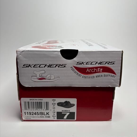 Skechers Arch Fit Meditation Sail Home Thong Flip Flop Sandals in Black - Picture 10 of 10